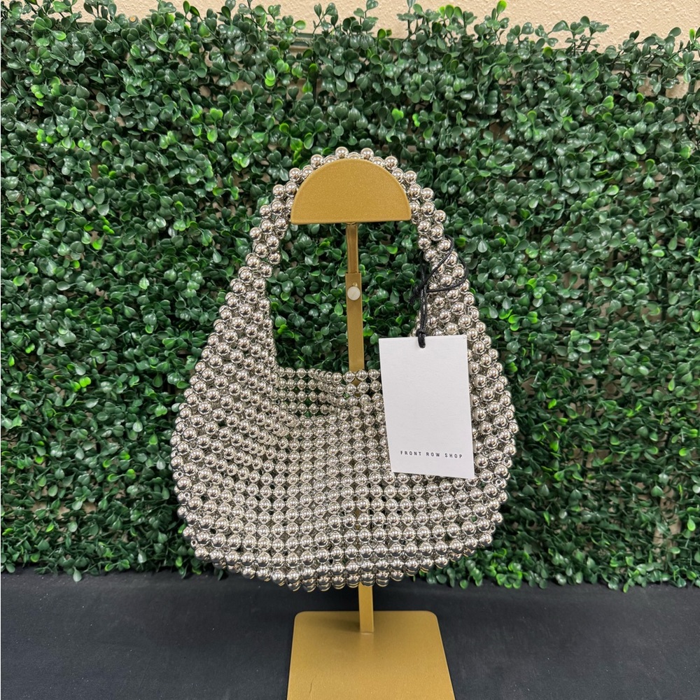 Front Row Shop Glam Handle Bag-Silver